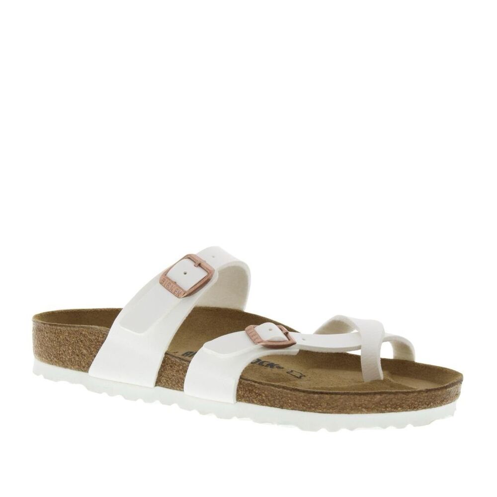 Birkenstock Mayari Sandals Size 39 R Rose Gold Toe Loop Boho Metallic Comfort